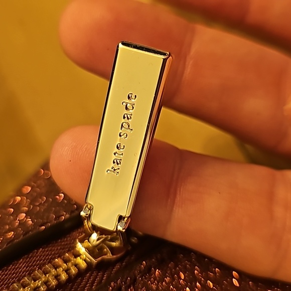 Kate Spade New York Shimmy Tinsel Glitter Cosmetic Case in maroon (deep nova). - Picture 4 of 5